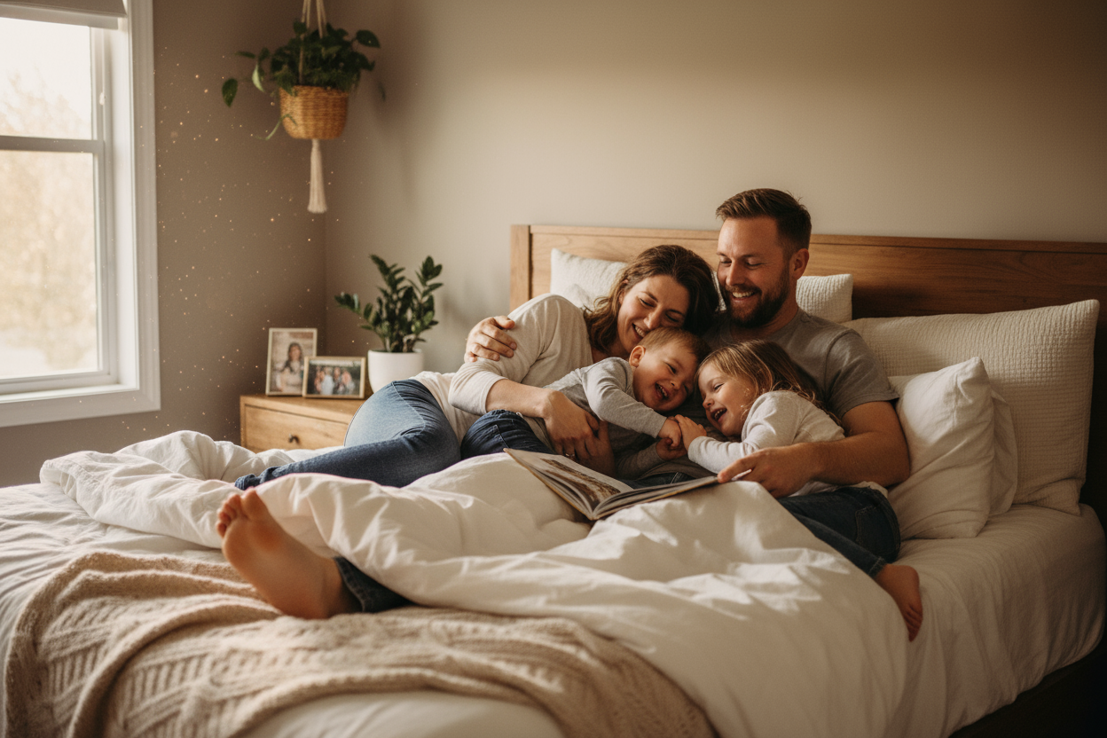 FAMIGLIA SUL LETTO
